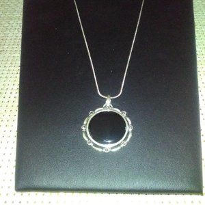 Sterling Silver 24" necklace with stunning black pendant